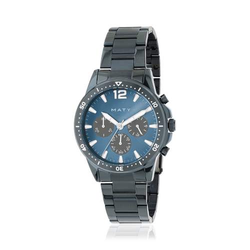 Montre homme chronographe  bracelet acier bleu