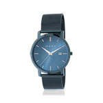 Montre homme acier bleu bracelet acier bleu maille milanaise - vue 1