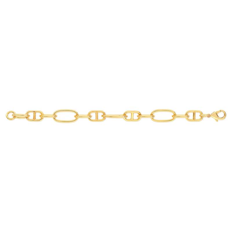 Bracelet plaqué or 20 cm maille marine alternée et maillons ronds - vue 2