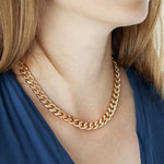 Collier plaqué or maille gourmette 45 cm - vue porté 1