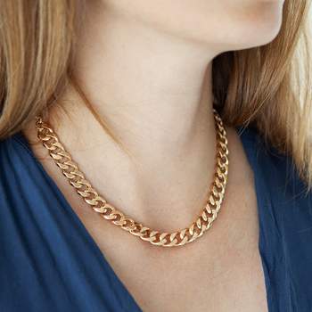 Collier plaqué or maille gourmette 45 cm