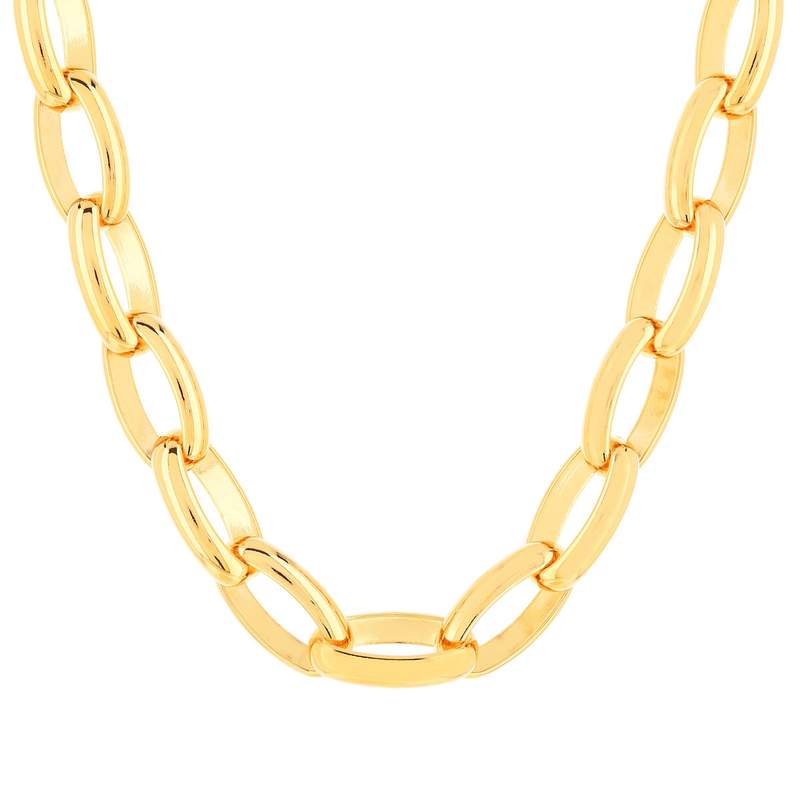 Collier plaqué or maillons ovales 45 cm - vue 1