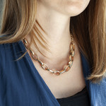 Collier plaqué or maillons ovales 45 cm - vue porté 1
