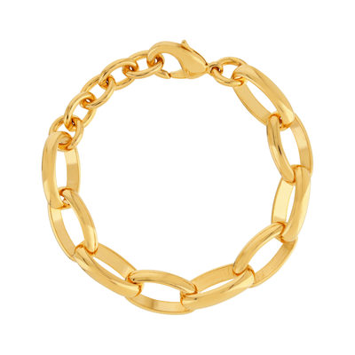 Bracelet plaqué or maillons ovales 16 à 19 cm - vue 1
