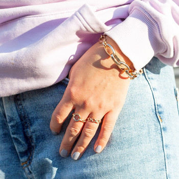 Bracelet plaqué or maillons ovales 16 à 19 cm