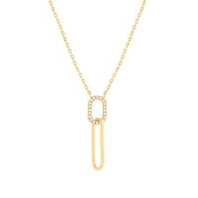 Collier plaqué or zirconias 45 cm 2 ovales entrelacés