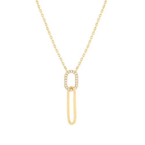 Collier plaqué or zirconias 45 cm 2 ovales entrelacés