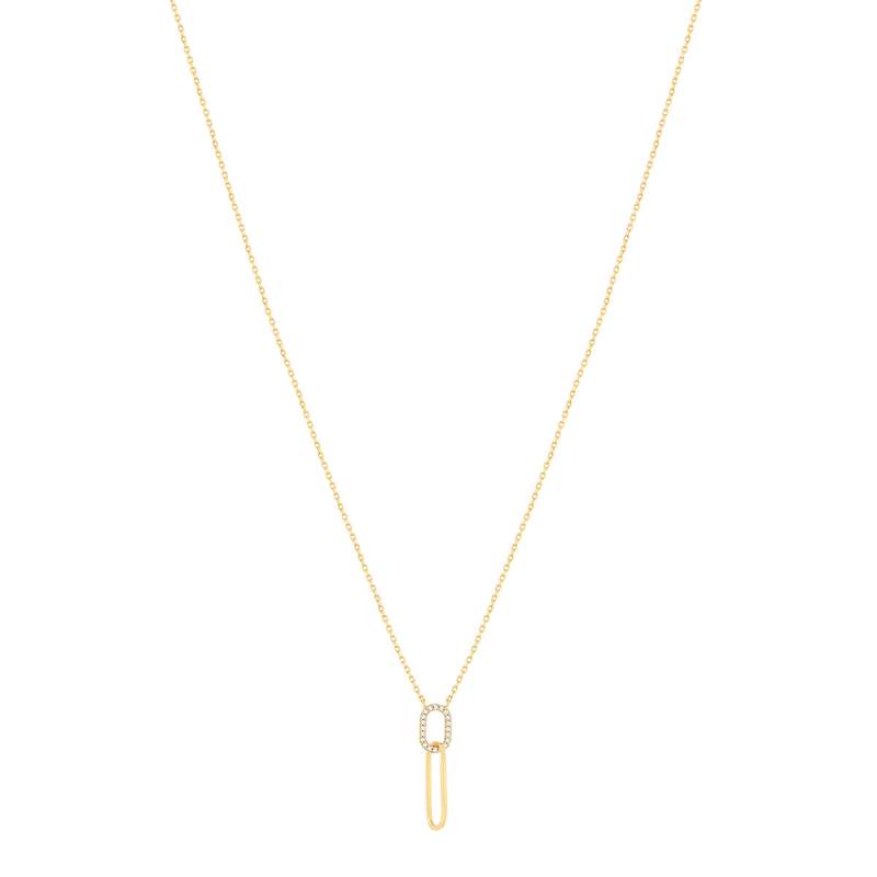 Collier plaqué or zirconias 45 cm 2 ovales entrelacés - vue 2
