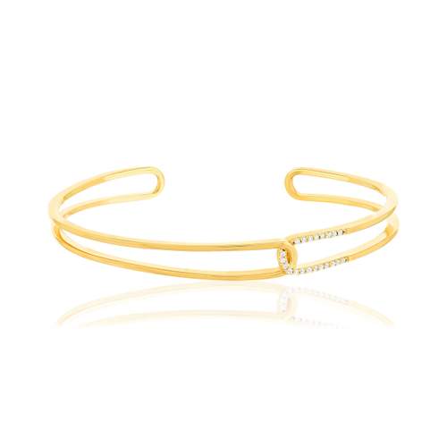 Bracelet rigide plaqué or zirconias 60 cm