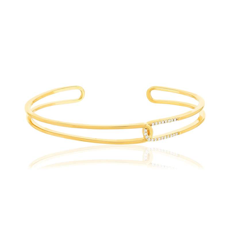 Bracelet rigide plaqué or zirconias 60 cm - vue 1