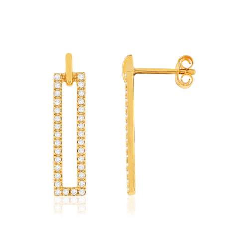 Boucles d'oreilles plaqué or motif rectangle zirconias