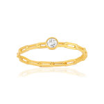 Bague plaqué or maille trombone zirconia. - vue 1