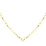 Vergulde ketting met tromboneketting en zirkonia, 45 cm - afbeelding 1