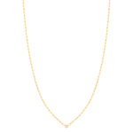 Vergulde trombone zirkonia ketting 45 cm - zicht 2