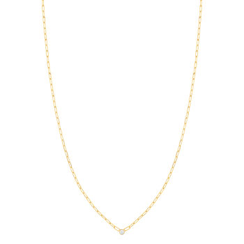 Collier plaqué or maille trombone zirconia 45 cm