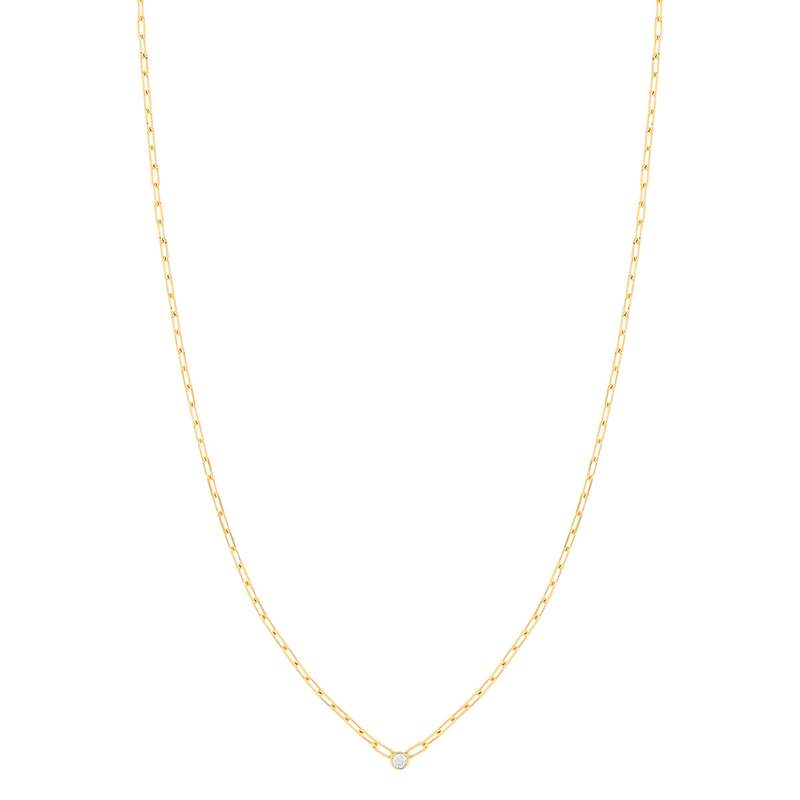 Collier plaqué or maille trombone zirconia 45 cm - vue 2