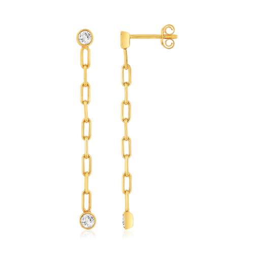 Boucles d'oreilles plaqué or maille trombone zirconias