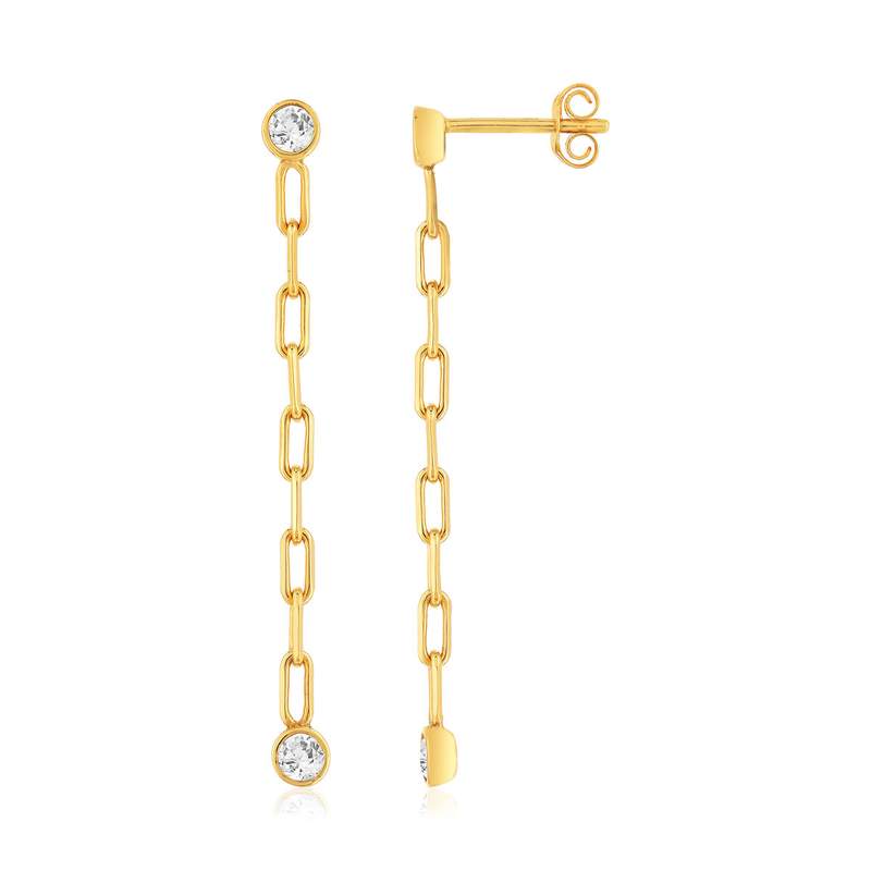 Boucles d'oreilles plaqué or maille trombone zirconias - vue 1
