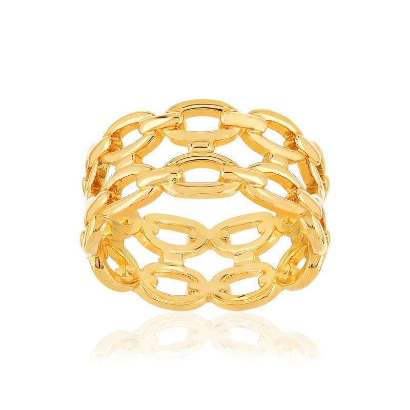 Bague plaqué or motif chaîne - vue 1