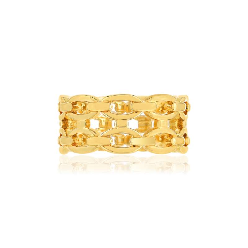 Bague plaqué or motif chaîne - vue 3