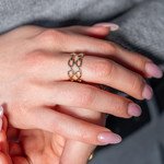 Gold-plated chain motif ring - worn view 1