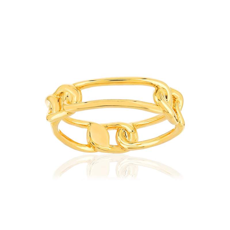 Bague plaqué or motif chaîne - vue 1