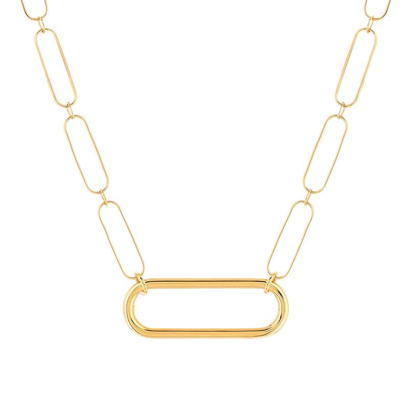 Collier plaqué or maille trombone 45 cm - vue 1
