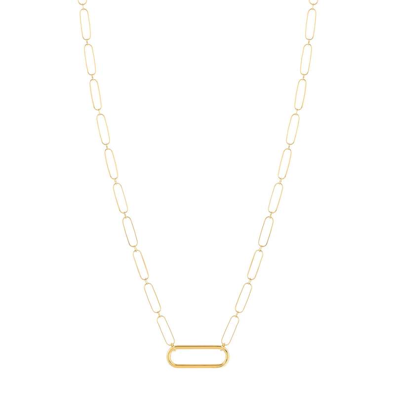 Collier plaqué or maille trombone 45 cm - vue 2