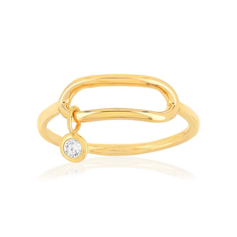 Bague plaqué or motif ovale zirconia - vue 1