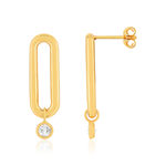 Boucles d'oreilles plaqué or ovales zirconias - vue 1