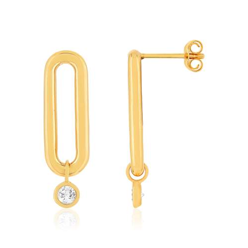 Boucles d'oreilles plaqué or ovales zirconias