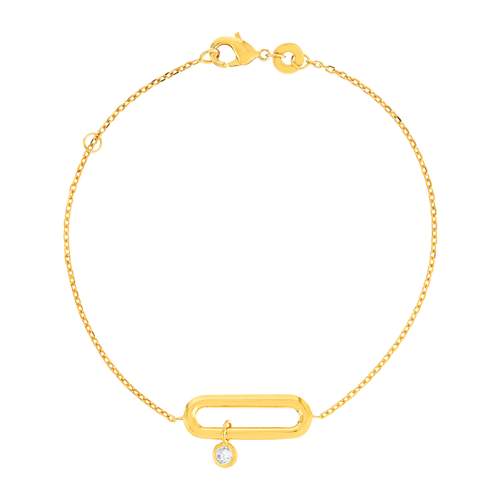 Bracelet plaqué or motif ovale zirconia 18 cm