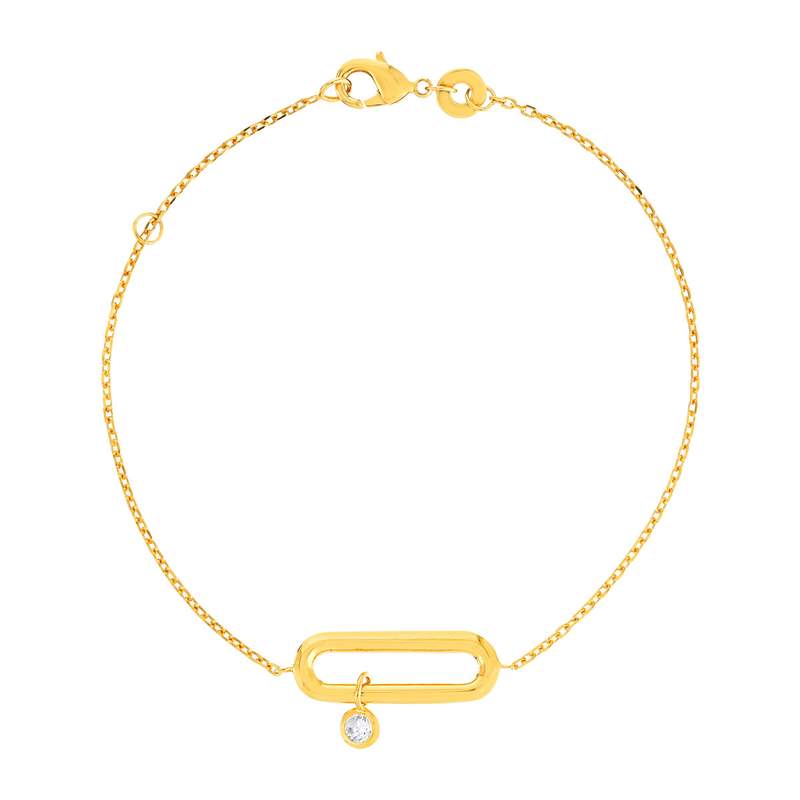 18 cm gold-plated bracelet with oval zirconia design - view 1