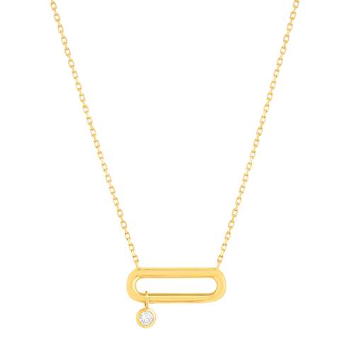 Collier plaqué or motif ovale zirconia 45 cm