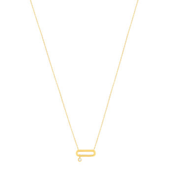 Gold-plated necklace with oval zirconia motif 45 cm