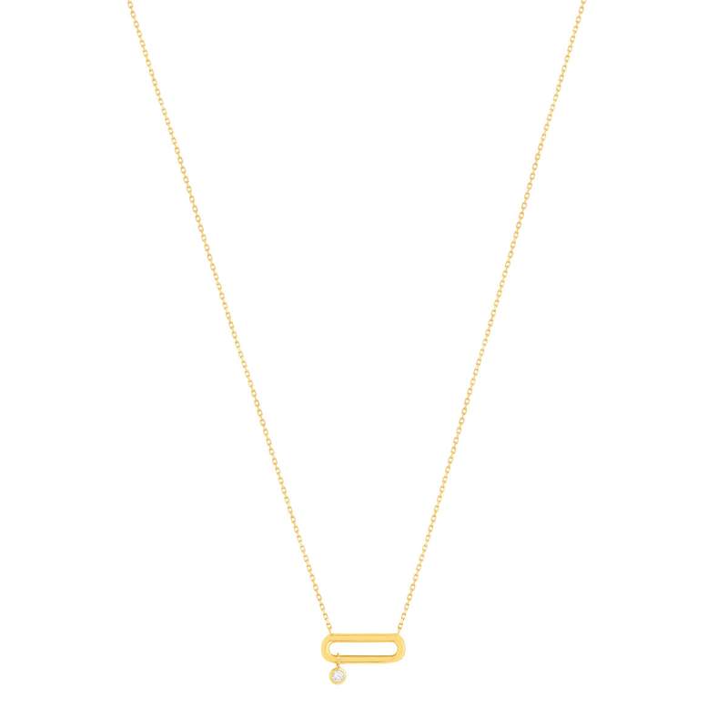 Collier plaqué or motif ovale zirconia 45 cm - vue 2