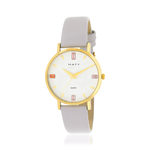 Montre femme dorée bracelet cuir violet - vue 1