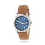 Montre homme acier bracelet cuir marron - vue 1