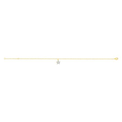 Chaine de cheville plaqué or zirconias motif étoile 25 cm