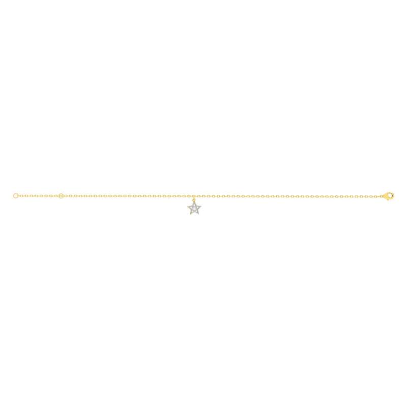 Chaine de cheville plaqué or zirconias motif étoile 25 cm - vue 1