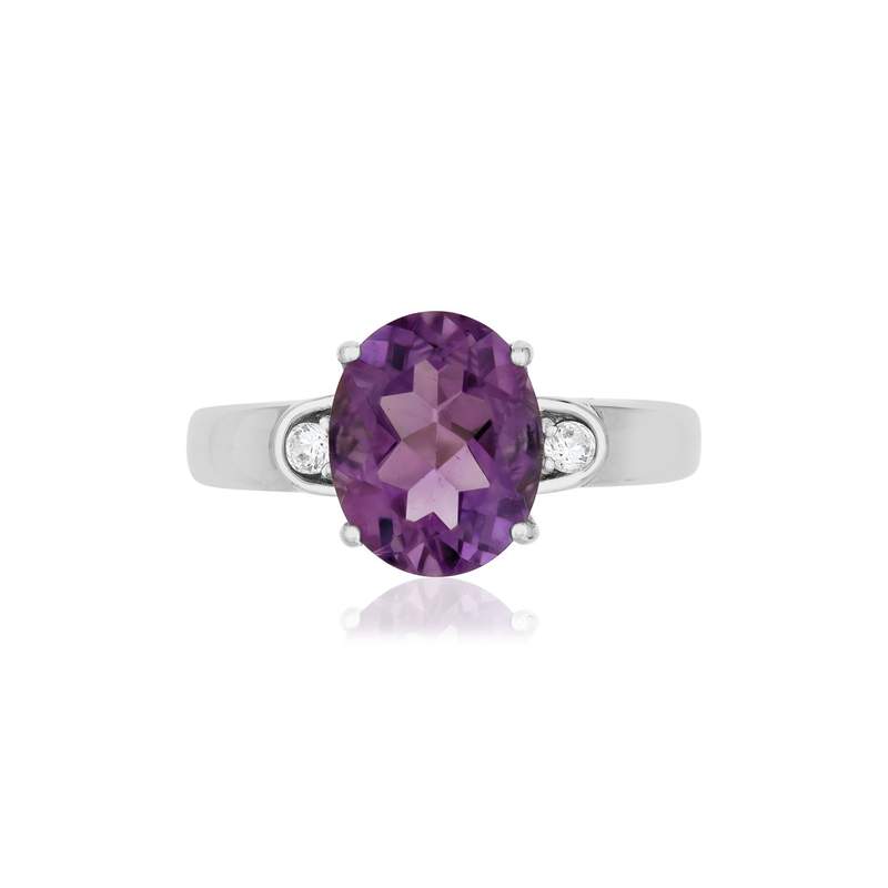 Bague argent 925 améthyste topazes blanches - vue 3