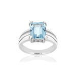 Bague argent 925 topaze rectangulaire - vue 1