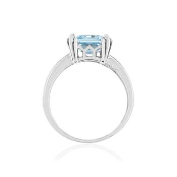 Bague argent 925 topaze beleue traitée rectangulaire