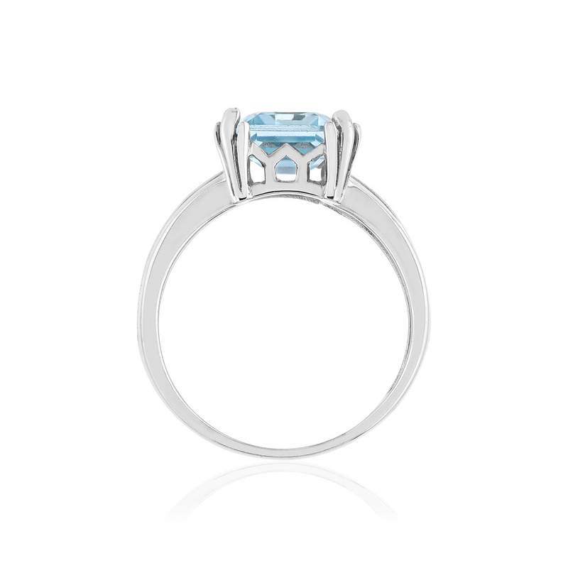 Bague argent 925 topaze beleue traitée rectangulaire - vue 2