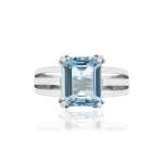 Bague argent 925 topaze beleue traitée rectangulaire - vue 3