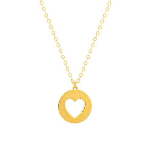375 yellow gold necklace, heart design 45 cm