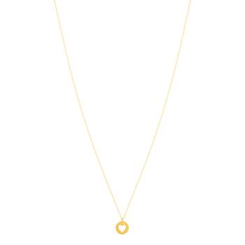 Collier or 375 jaune, motif coeur 45 cm