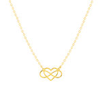 Collier or 375 jaune, motif coeur et infini 45 cm - vue 1