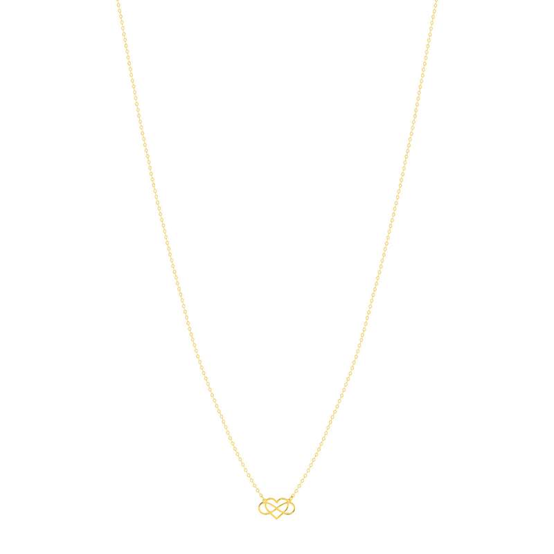 Collier or 375 jaune, motif coeur et infini 45 cm - vue 2