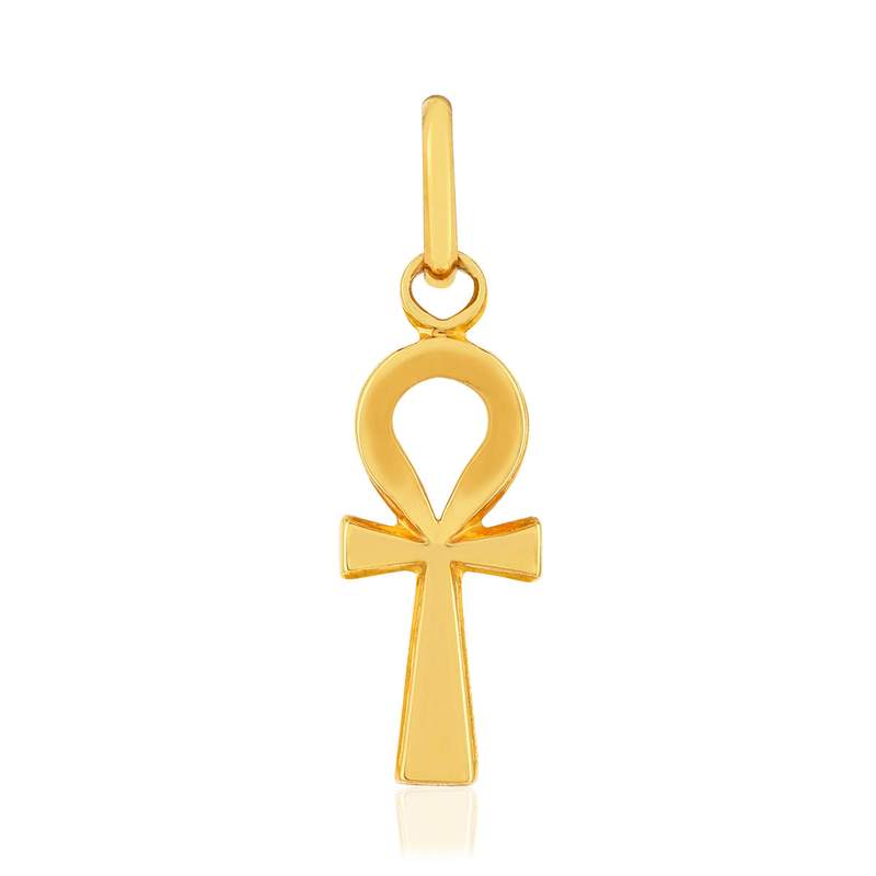 Pendentif or 375 jaune, motif croix egyptienne - vue 1